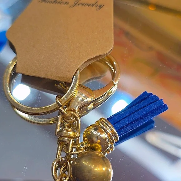 Red and Blue Rhinestone Keychain - Picture 5 of 5